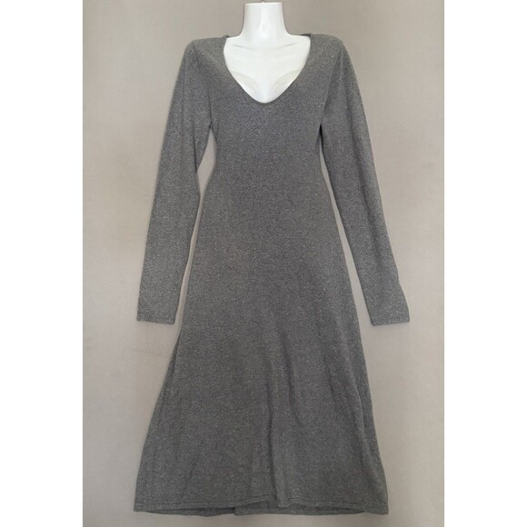 Gap Dress Womens CashSoft Midi Sweater Dress Small Tall Gray Womens V-Neck NWT - Picture 1 of 8